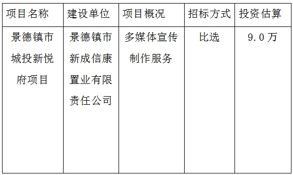 宣傳廣告、攝制招投標